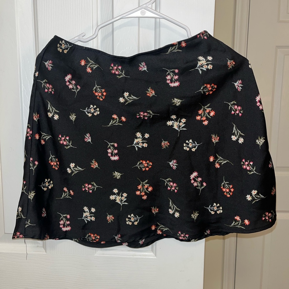 Floral Black Skirt